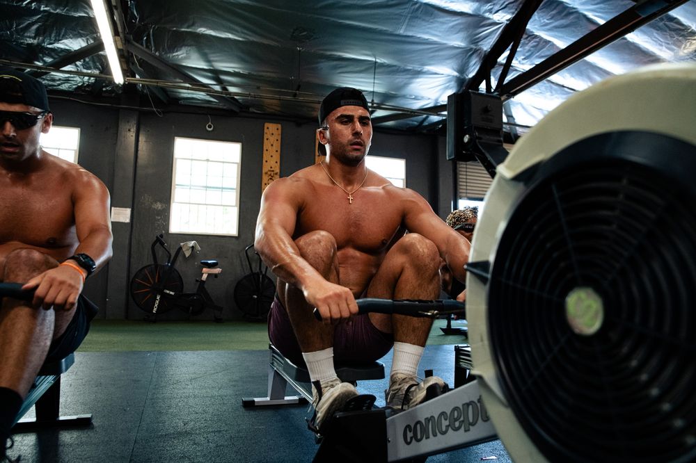 An athlete on the rower